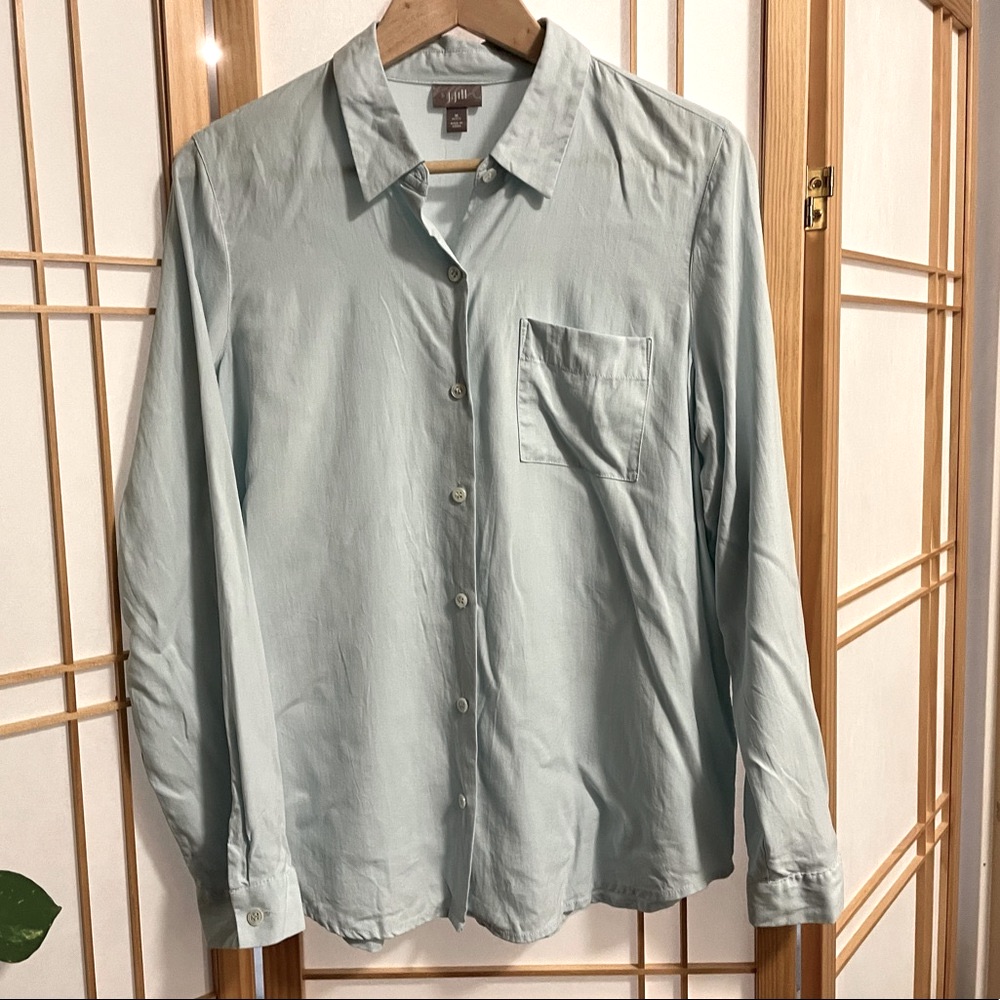 Light Blue Silk Button-Down